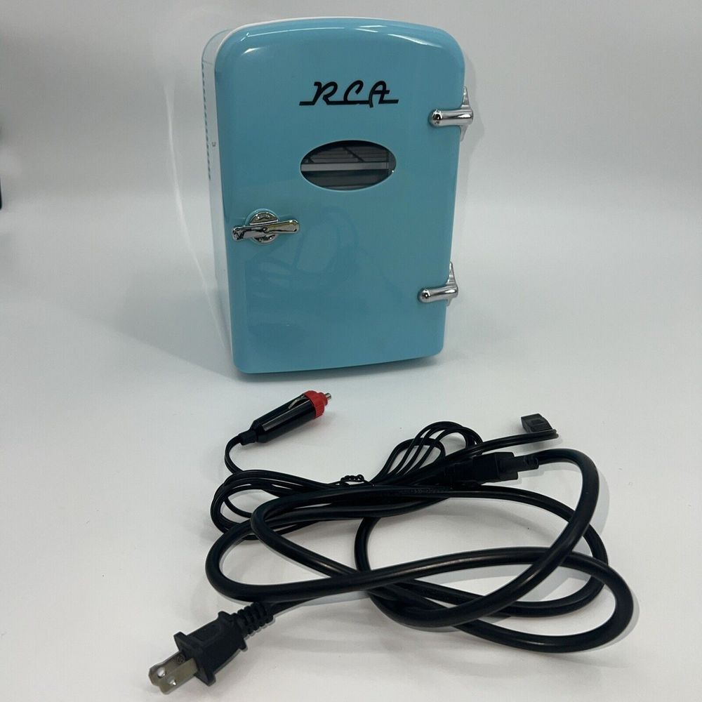 RCA RMIS129-BLUE Mini Retro 6 Can Beverage Refrigerator-Blue *Photo Measurements